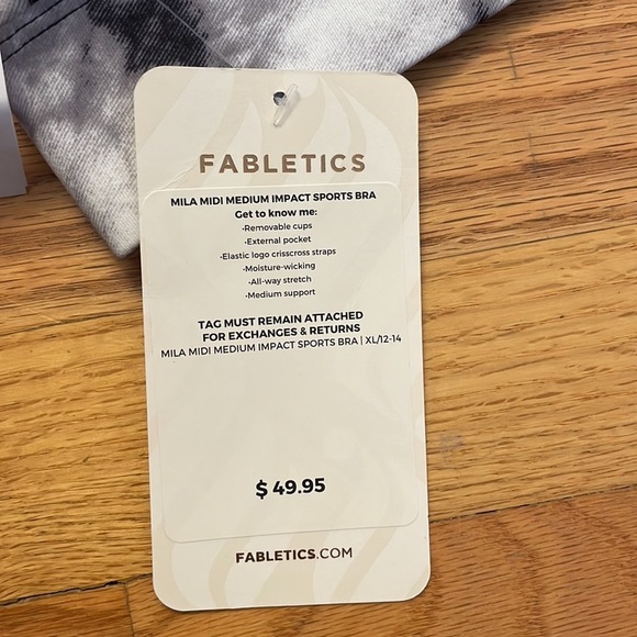 NWT Fabletics White and Black Tie Dye Mila Midi Medium Impact Sports Bra - Picture 4 of 5